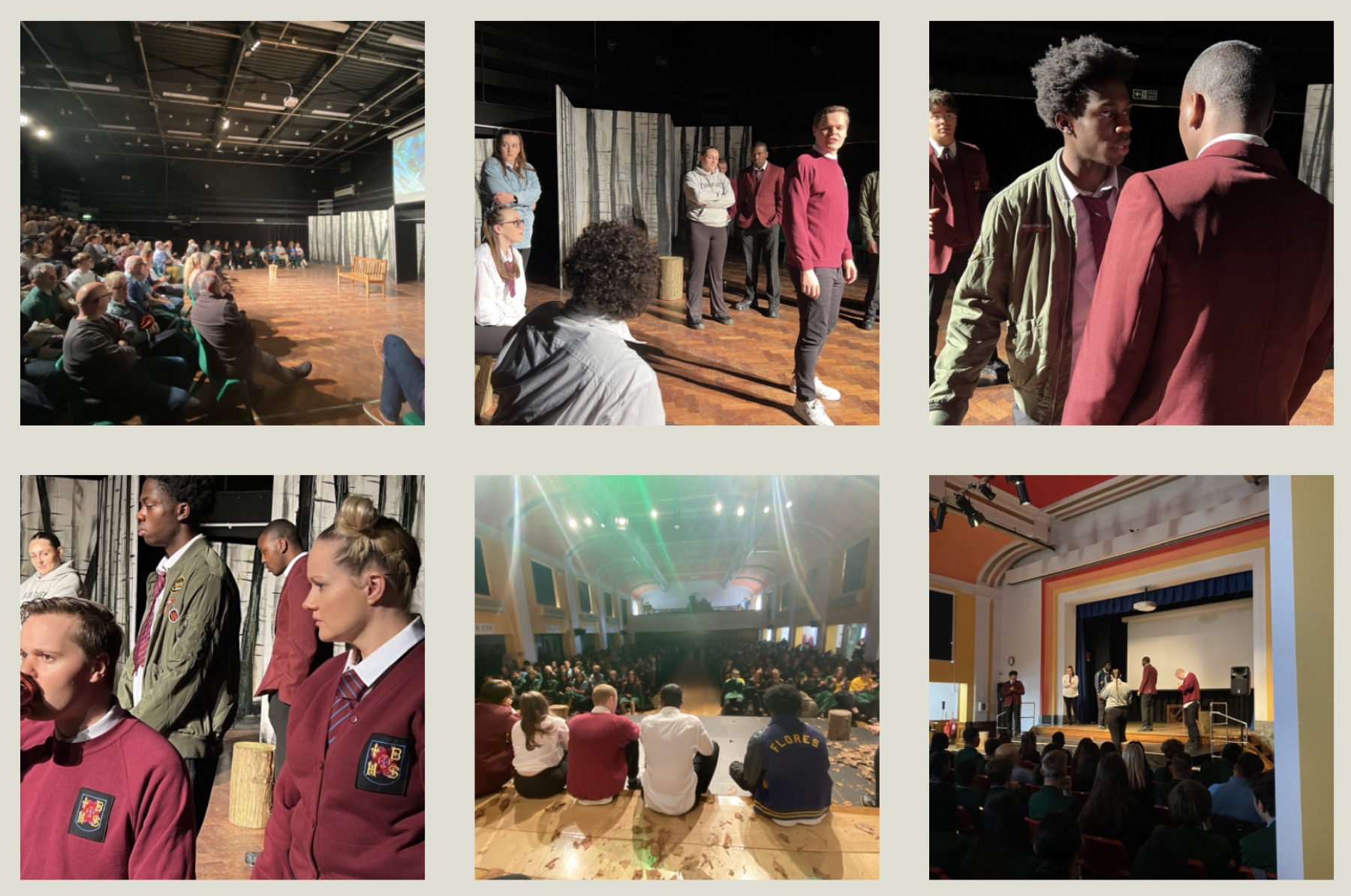A collage of scenes and audiences from DNA